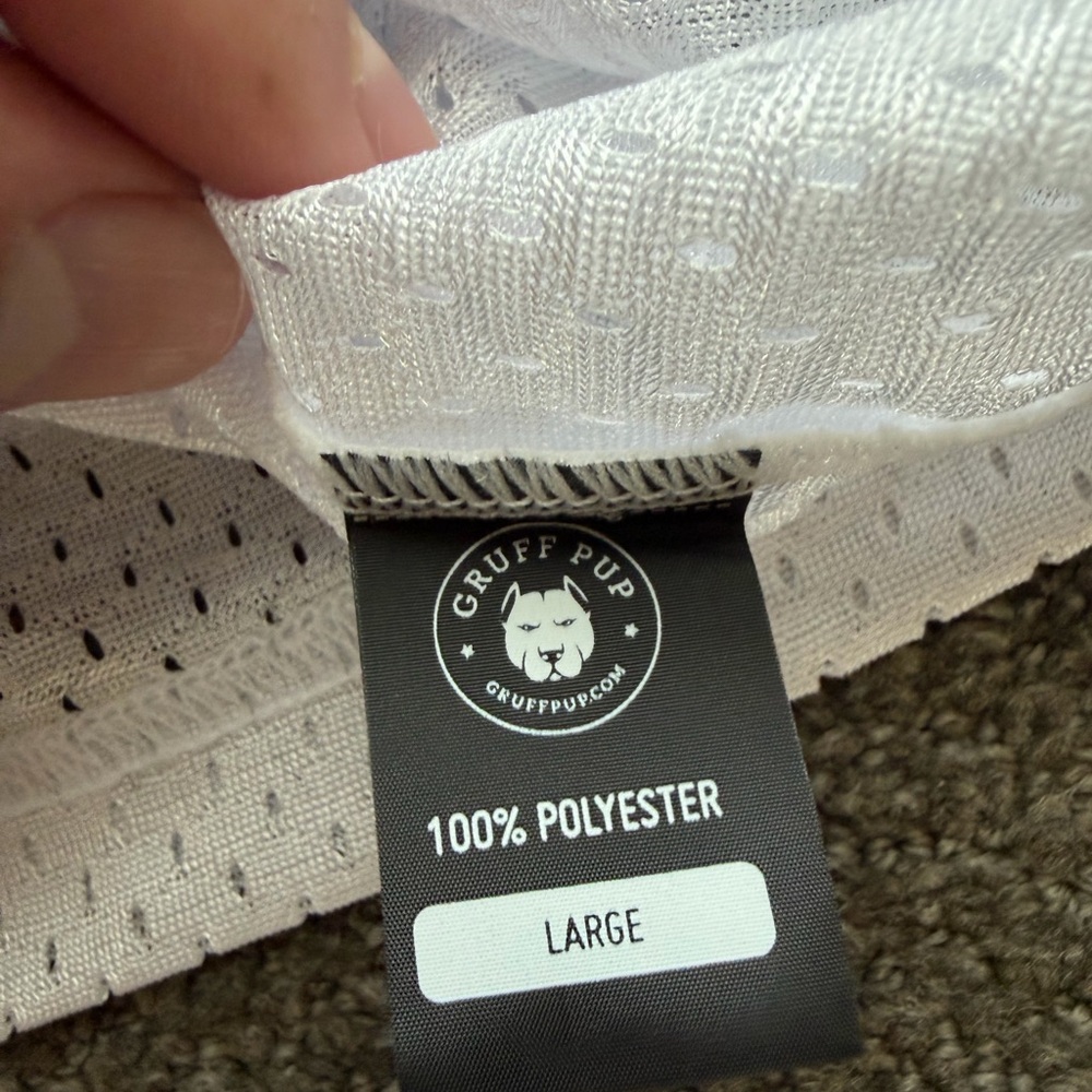 Gruff Pup Brand: White 'DADDY' Mesh Tank Top with Black Trim - Picture 3 of 4